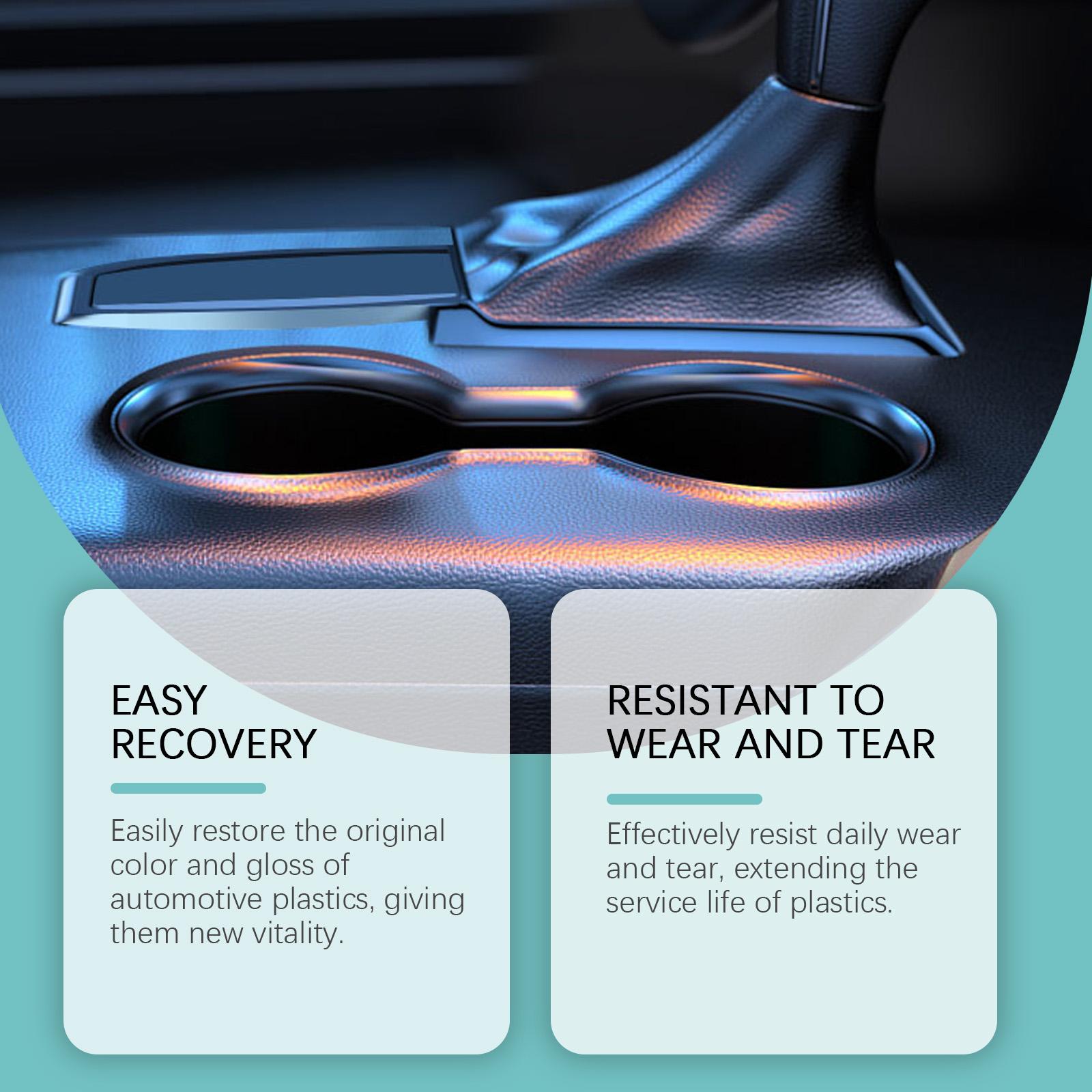 Faded Car Plastic & Trim Restorer Spray for Dashboard and Tires – UV Blocking Black Renewal Mist to Prevent Cracking and Sun Damage