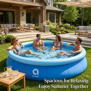 A Round Inflatable Swimming Pool Perfect For Family Backyards, Outdoor Water Play, And Home Pools. Made From Thick, Durable PVC With Quick Setup For Easy Installation, Ideal For Family Gatherings, Backyard Relaxation, And Summer Fun.