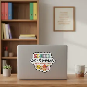 School Social Worker Sticker – Feelings Matter Here 💛 Where Every Emotion is Welcome