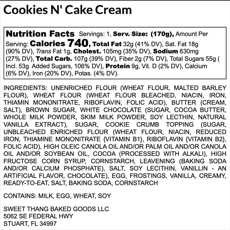 Cookies N' Cake Cream Cookie 4-Pack Giant 6 oz White Chocolate & Oreo Flavor Buttercream Middle Snack Biscuit US