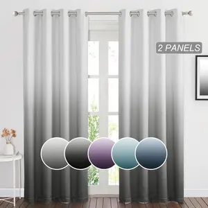 2 Panels Gradient Blackout Curtains, Grommet Thermal Insulated Window Drapes, Noise Reducing Gradient Curtains for Bedroom Living Room, Energy Efficient