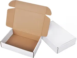9x6x2 Inches Small Shipping Boxes, 2 Pack White Corrugated Cardboard Boxes, Recyclable Tap-Lock Packaging Boxes for Business, Gift Wrapping, Mailing and Storage
