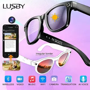 Smart AI Camera Glasses with 8MP Photochromic Lenses ,Button Touch Adjustment for Travel Outdoor Adventures Hands-Free Photography 160+Languages Real-Time Translation Bluetooth Wireless Wearable Video Recording UV Protection ,Easter gift