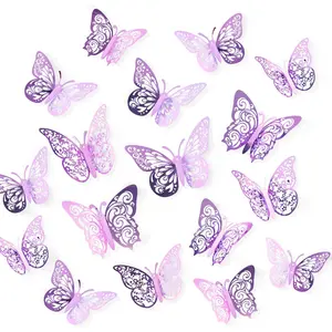 72 Pcs Butterfly Decorations, 3 Sizes 3 Styles, 3D Butterfly Wall Decor, Butterfly Party Decorations, Birthday Decorations, Butterflies for Crafts, Cake Decorating, Wall Stickers Room Decor (Lavender) Crosize