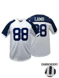 Men's Letter and Number Embroidered American Football Jersey, Football Uniform, V-Neck Breathable Short Sleeved T-Shirt, Sporty Jersey Perfect for Party Game,Training,Competition,Sports Top