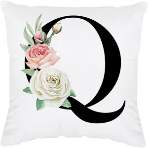 Initial Pillow Covers 18x18 - Monogram Pillow Cover, Monogram Pillow Case Q, Letter Q Throw Pillow Cover, Personalized Pillows Gifts for Women, Q Initial Gifts for Women/Men/Girls/Grammy/Mom