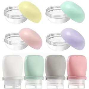 4 Pieces 1 oz Travel Bottle with 4 Pieces 0.34 oz Mini Travel Jars Travel Size Toiletries Container for Lotion Shampoo and Conditioner Liquid Lip Balm Cosmetic Small Jar