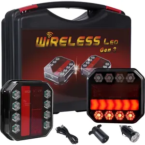 Magnetic Wireless Trailer Lights Kit, IP67 Waterproof Cordless LED Tow Lights w/ 2.4GHz Signal(100ft), 10H Battery - Easy Install for Truck, Trailer, RV, Boat, Camper