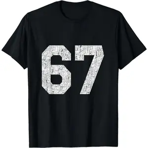 67 Jersey Uniform Varsity Sports Number, 67th Birthday T-Shirt