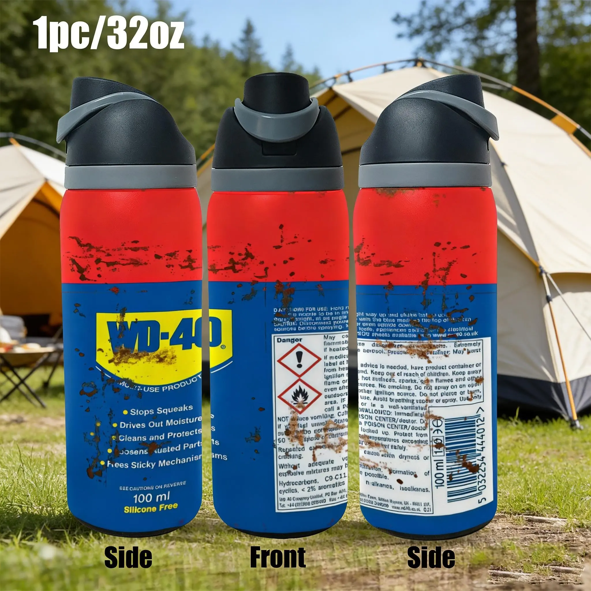 32oz/20oz Insulated Water Bottle, Insulated Drinkware, WD-40 Can Design Tumbler with Flip Lid, Stainless Steel Thermal Vacuum Flask for Mechanics, Stainless Steel Flasks, Gift for Men, Dad, Handyman