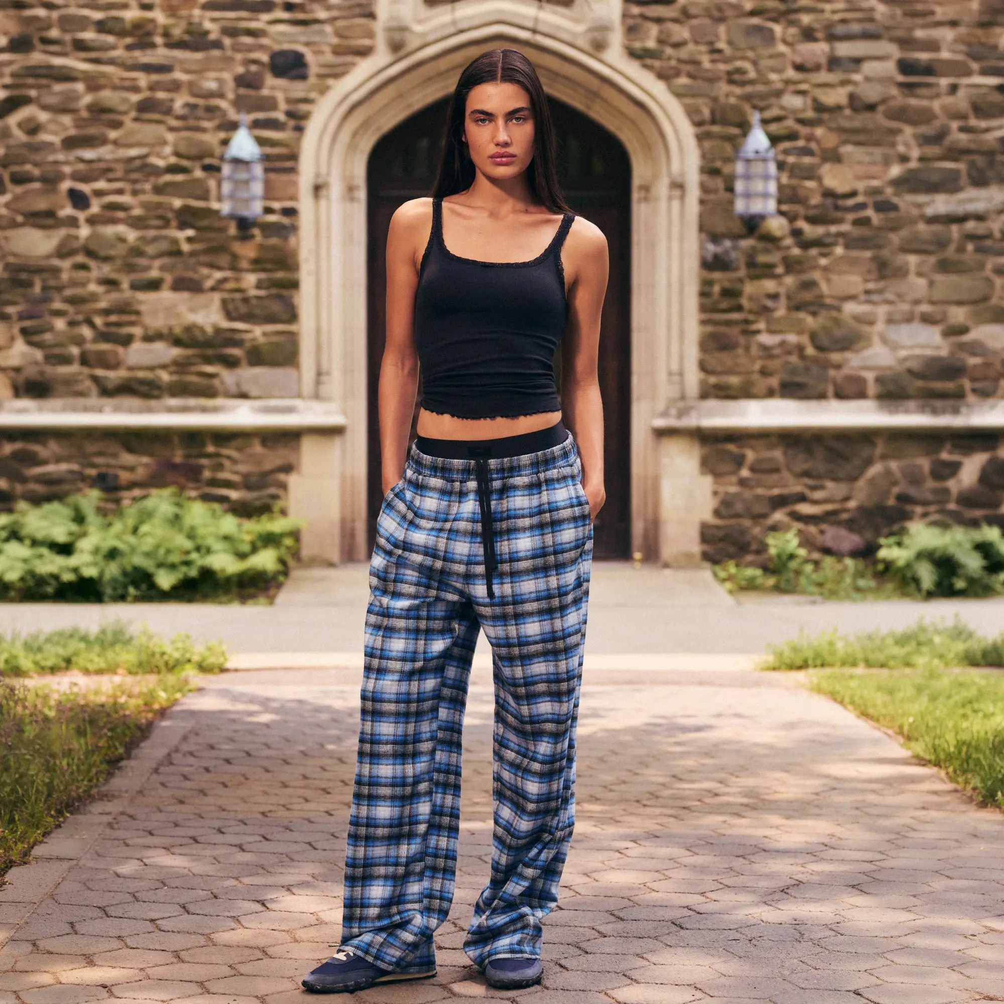 SKIMS OUTDOOR FLANNEL OVERSIZED DOUBLE WAISTBAND PANT