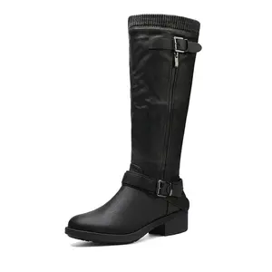 Dream Pairs Women’s Wide-Calf Knee-High Platform Boots – Memory-Foam Insole, Padded Collar, Classic Style