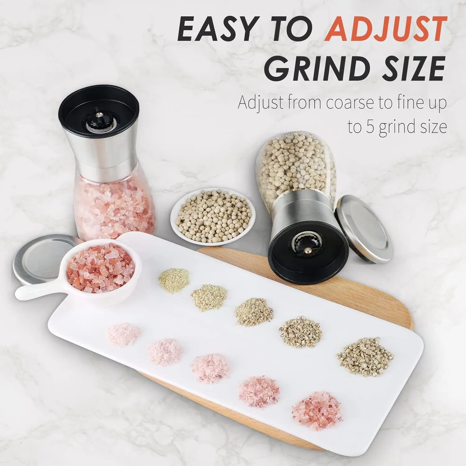 Original Stainless Steel Salt or Pepper Grinder - Top Spice Mill with Ceramic Blades, Brushed Stainless Steel and Adjustable Coarseness By Pepper Grinder （Single Package） Kitchen Seasoning