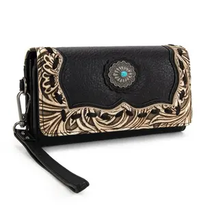 Trinity Ranch x Montana West Tooled Concho Tri-fold Wallet/ Wristlet