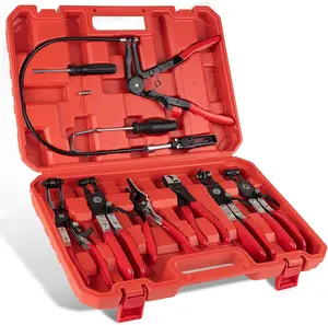 9PCS Hose Clamp Pliers Set with Flexible Cable Tool | Multi-Purpose Auto Repair Hand Tools for Car Cooling, Fuel Lines & Engine Hoses