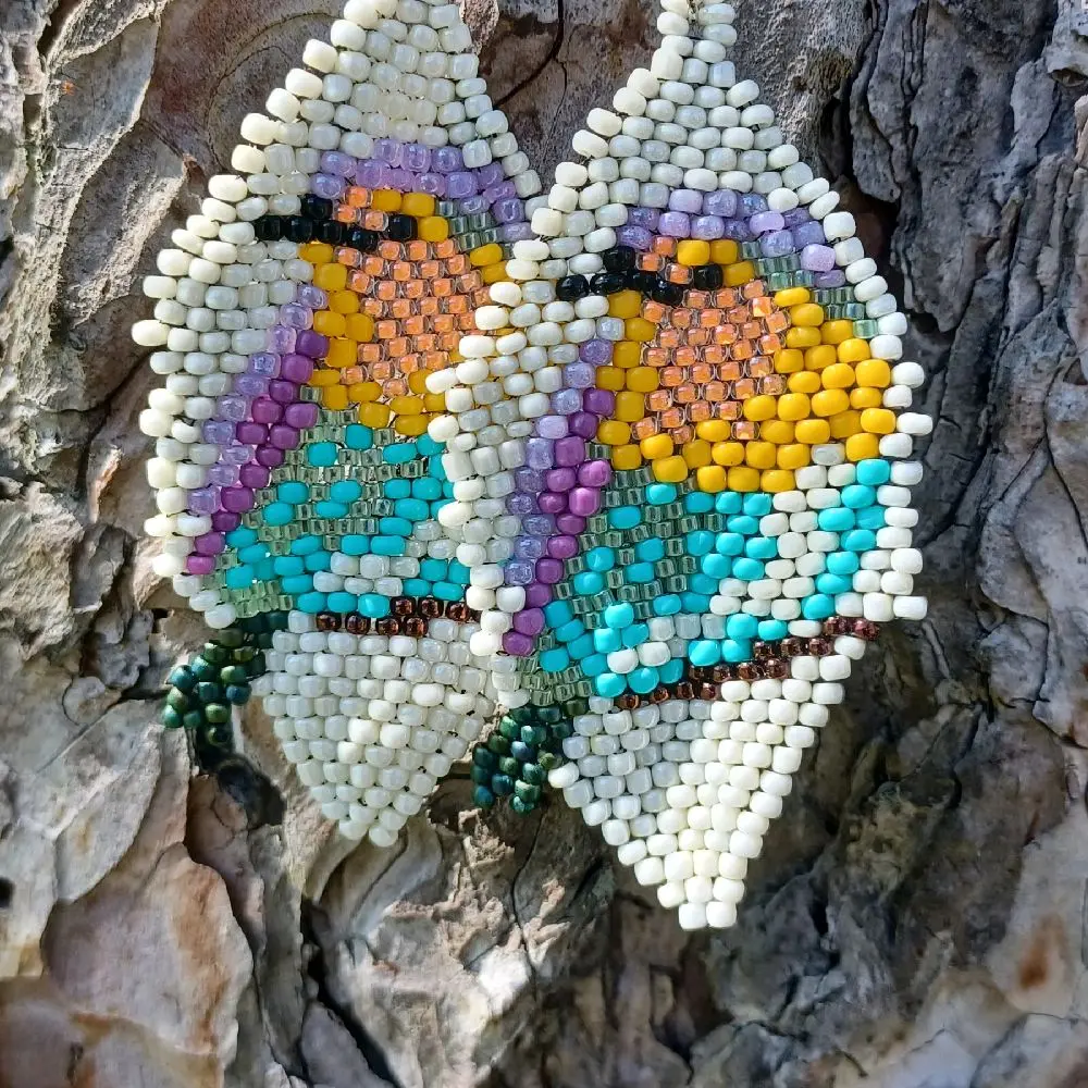 Love Birds Seed Bead Handmade Earrings set