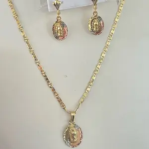 14k Gold Plated Necklace & Earrings Set fashion woman