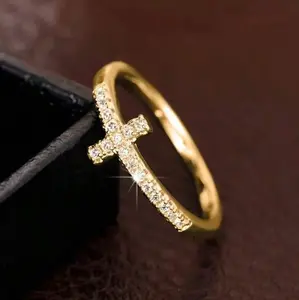 Sparkling Cubic Zirconia Cross Ring, Women's Ring