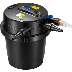 VIVOHOME Auto-Cleaning Pressurized Bio Pond Filter with 13W Light Timer Multi-Size Adapters for Koi Ponds or Ornamental Ponds