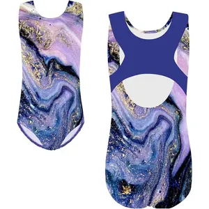 KF5-SOC058    One-piece Gymnastics Leotards for Girls Sparkle Athletic Clothes Activewear