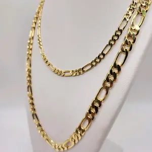 Figaro Link Necklace Yellow Gold Filled Chain Cadena Figaro Oro laminado