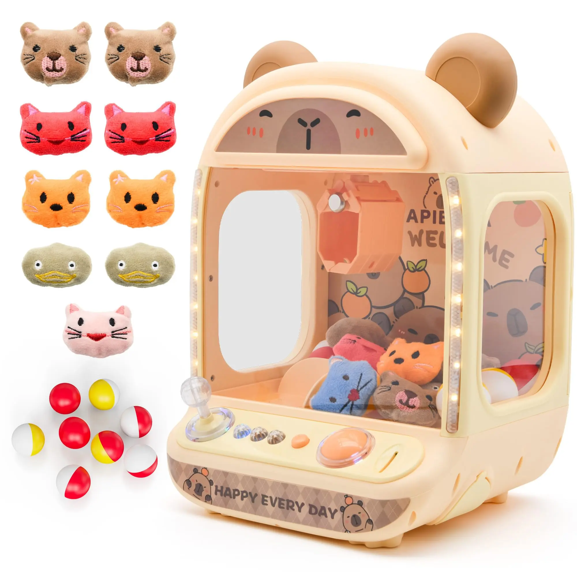 Contixo CM1 Mini Arcade Claw Machine, Brown Capybara-Themed Prize Grabbing Toy with Claw Mechanism for Kids