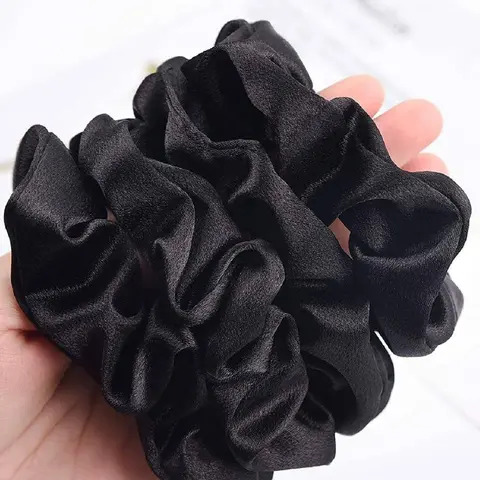 Women's Elastic Satin Hair Ties, 4 Counts Casual Versatile Hair Accessories, Elegant Ponytail Holder, Pony Tail Holders, Comfort High Stretch Hair Ties for Holiday Decoration, Scrunchies, Elastic Hair Bands, Elastic Band Scrunchie, Elastic Hair Accessory