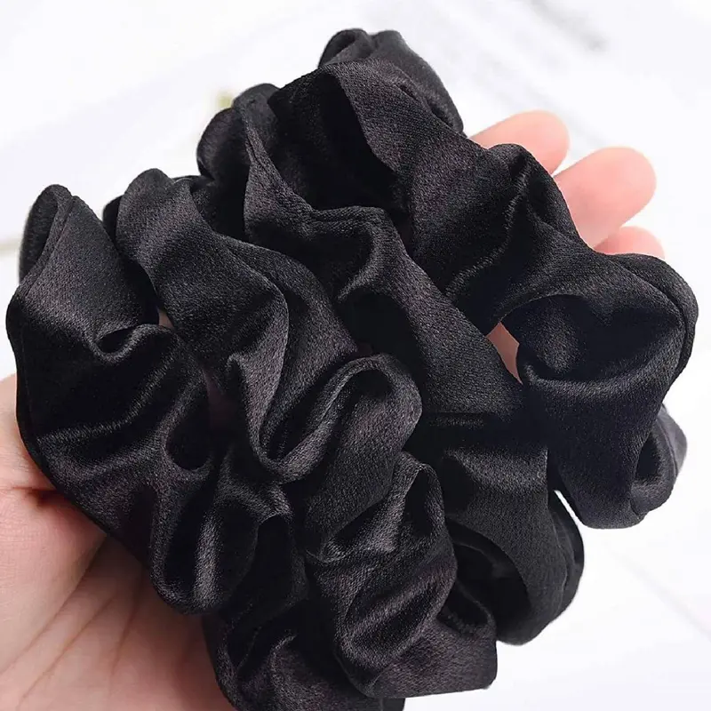 Women's Elastic Satin Hair Ties, 4 Counts Casual Versatile Hair Accessories, Elegant Ponytail Holder, Pony Tail Holders, Comfort High Stretch Hair Ties for Holiday Decoration, Scrunchies, Elastic Hair Bands, Elastic Band Scrunchie, Elastic Hair Accessory