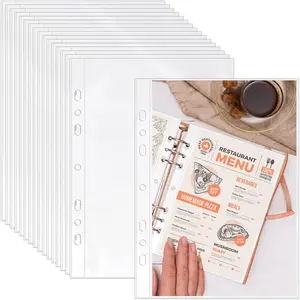 100 Pack 5.5x8.5 Inch Sheet Protectors for 3 or 6 Ring A5 Binder, Half Letter Size 7 Holes Mini Heavy-Duty Sheet Protector Sleeves  Clear Playbill Binder Pockets