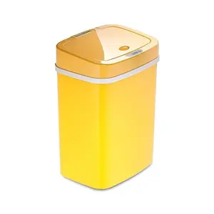 Yellow 3 Gal 12 L Bedroom or Bathroom Automatic Touchless Infrared Motion Sensor Trash Can, ABS Plastic Rectangular Trashcan