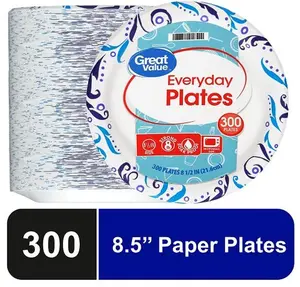 Great Value Everyday Disposable Paper Plates, 8.5", 300 Count