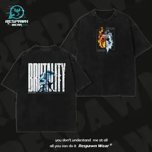 Lin Kuei Mortal Kombat Retro Vintage Lightweight Washed Tee with Full-Size Double-Sided Print – Perfect Gift for Game Fans and Lovers