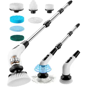 Electric Spin , for Mom, Cordless Cleaning Brush, 90-Min Extended Runtime, Telescopic Long Handle, 8 Replaceable Heads, 2 Speeds for Bathroom, Floor & Glass