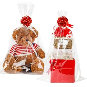 5 Pack Cellophane Gift Bags Large Treat Bags Clear Plastic Gift Bags Cellophane Wrap for Gift Baskets (30×40IN)