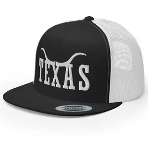 RIVEMUG NX  Texas Trucker Hat High Crown Flat Bill Adjustable Longhorn Cap
