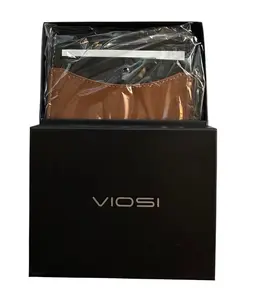 Tan/Black Pocket Wallet RFID Blocking Thin Leather Card Case with Gift Box