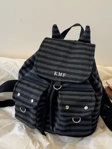 Striped Multi-Pocket Versatile Backpack Bag, Casual Travel Backpack, Ideal for Traveling, Shopping, Vacation, and Daily Use, Perfect for Outdoors