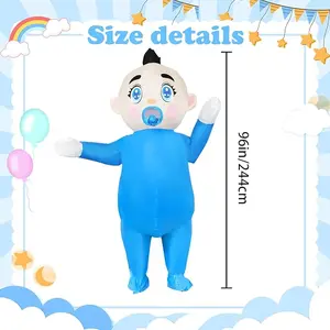 96 Inch Giant Inflatable Adult Baby Costume Baby Blow Up Costume Boy and Girl Gender Reveal Costume Halloween Cosplay