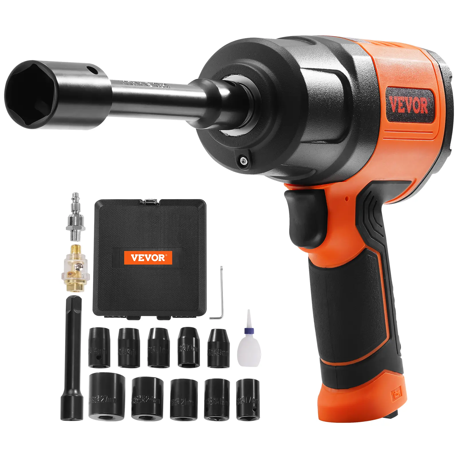 【summerfinds】VEVOR 1/2-Inch Air Impact Wrench, High Torque Up to 1400 ft-lbs, Lightweight 4.6 lb Design Pneumatic Impact Gun with 11-PCS 1/2-Inch Drive CR-V Steel Impact Socket Set & Carrying Case