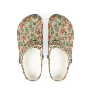 Floral Garden EVA Clogs — Retro Flower Print Foam Slip‑Ons