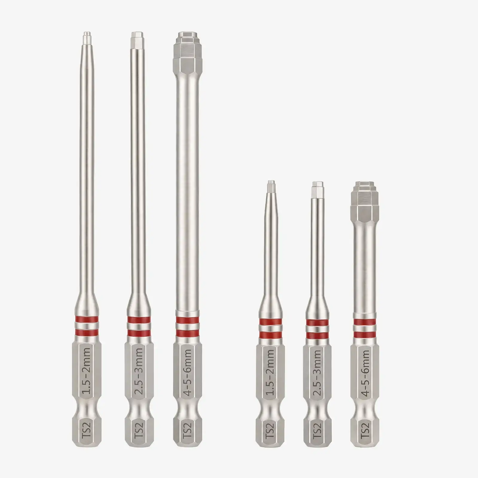 6PCS Magnetic Hex Bit Set, S2 Steel Allen Key Bits, Long Reach Impact Driver Bits for Drill & Power Tools