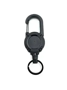 3-in-1 Retractable Pull Reel Heavy Duty Carabiner Keychain with Strong Steel Wire Rope Buckle Compact Outdoor Sport Tool for Camping & Hiking 60cm Length Multifunctional Organizing Essentials Multifunctional Organizing Essentials