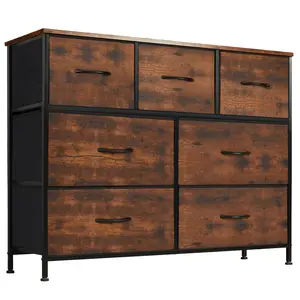 New 7-Drawer Storage Cabinet - Spacious Wood Back Steel Frame Floor-Mounted Independent Flat Door Style 27+ Inches Tall Under 30 Lbs - Perfect for Living Room Organization and Display