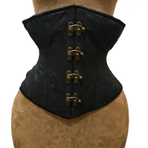 Black Brocade Corset – Swing Style | 26-Inch Waist Goal | 12.5-Inch Length Belts Blouses Chic Clothes Dress Elegance Elegant Everyday Fabric Fashion| waist trainer steel boned waist training Piece Seamless Shapewear  Statement Womenswear Skirts Outfit