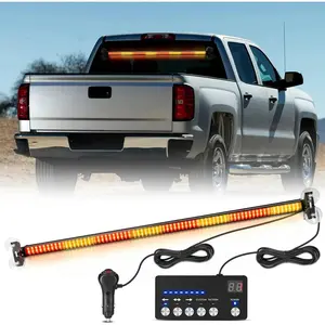 144LED Traffic Advisor Strobe Light Bar with Controller Amber Red Lights Hazard Interior Front/Rear Windshield Flashing Light for Cars Plow Trucks Construction Vehicles