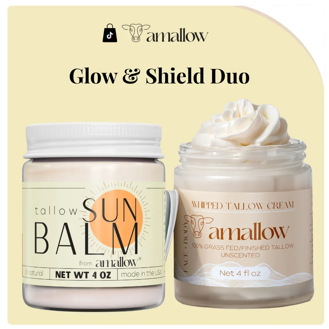Amallow Tallow Cream & Sun Balm Duo – Whipped Tallow Cream (Unscented) + Tallow Sun Balm
