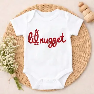 Newborn Baby Girl Boy Bodysuit Romper Outfit Lil Nugget Chicken Design Fashionable design valentine's day newborn baby boy clothes Lovely Design Perfect Present for Baby Shower, New Mom, Grandparents, Ideal for First Photos & Special Days