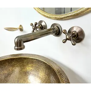 Wall-Mounted Brass Faucet with Bronze Finish