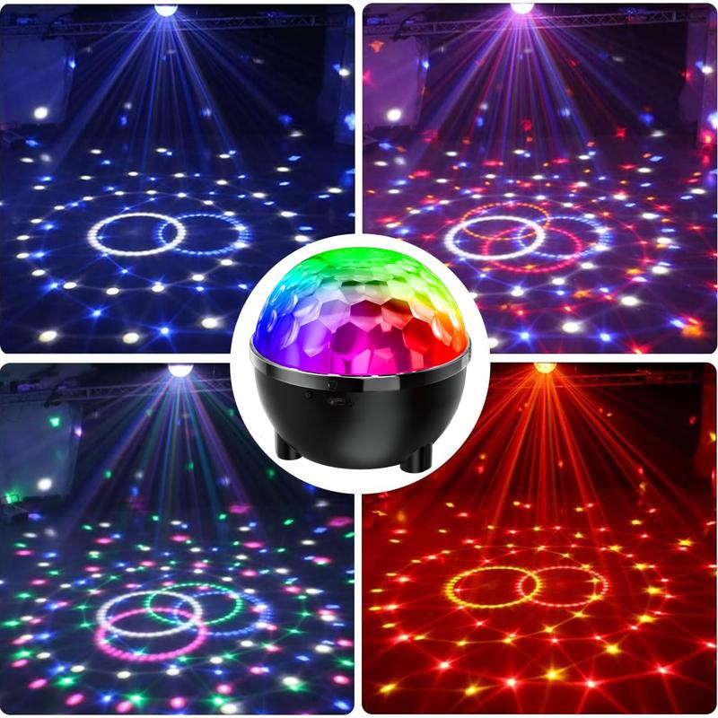 USB Low Voltage Power Cord Powered 6LED Disco Ball Lights with Sound Activation DJ Party Lights for Parties, Birthday Parties and Holidays