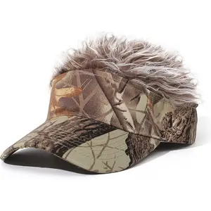 Men's Hair Hats Funny Hair Visor with Hair Fake Hat with Hair for Men Guy Fieri Wig Hat Adjustable Baseball Cap